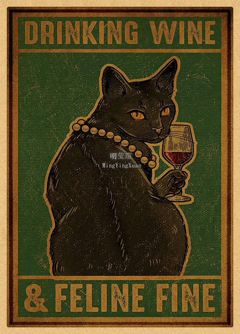 Black Cat Kraft Paper Poster Posters Wall Art Painting Home Decoration Pictures Vintage Funny Pets