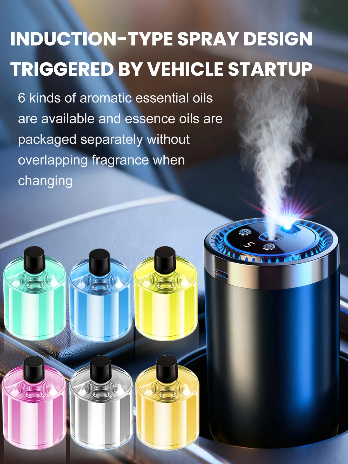 Rechargeable car aroma diffuser, aromatic essential oil, colorful lights, romantic starry sky lights, bedroom gift image 5