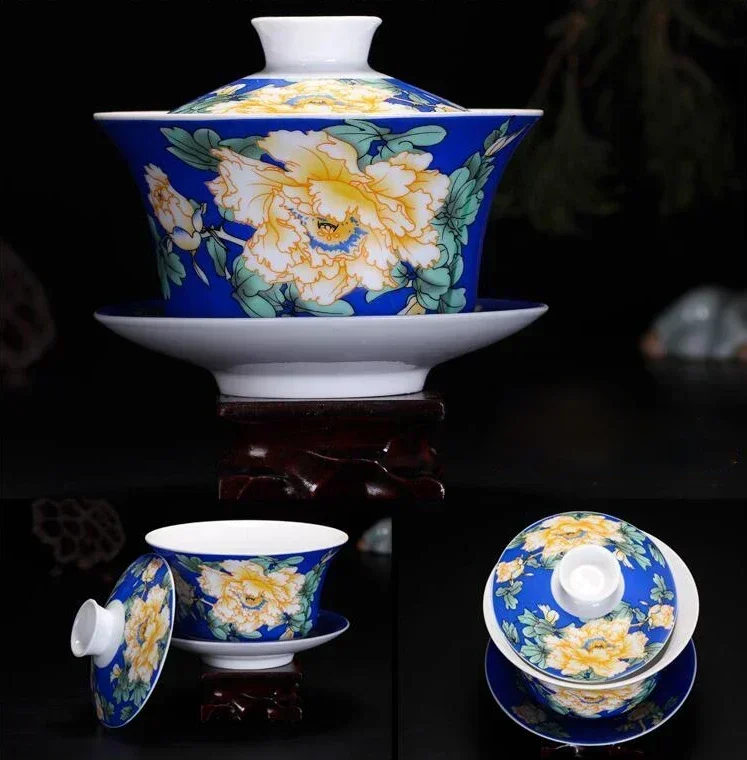 

250ml Chinese Ceramic Gaiwan tea set,kung fu tea cup, High-quality creative Chinese Wedding Tea Bowl Cup, jingduzheng teacup