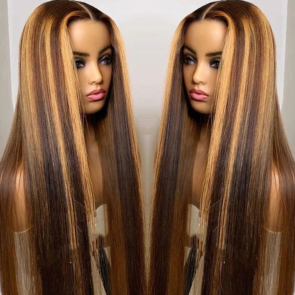 

4/27 Highlight Straight Wig Human Hair Ombre HD Lace Wig 13x6 Human Hair Frontal Wig Brazilian 13x4 Bone Straight Wigs For Women