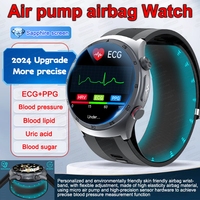 2024 NEW Medical grade Air pump+air bag type Blood pressure Smart Watch Men ECG+PPG Blood sugar fat Uric acid Health Smartwatchs