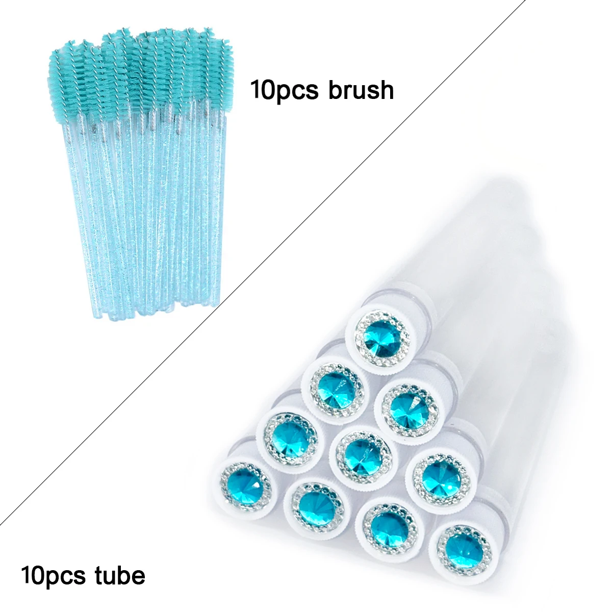 10Pcs Diamond Eyebrow Brush Tube Disposable Eyelash Brush Reusable Crystal Lash Brush Replaceable Dust-proof Sparkling Bling