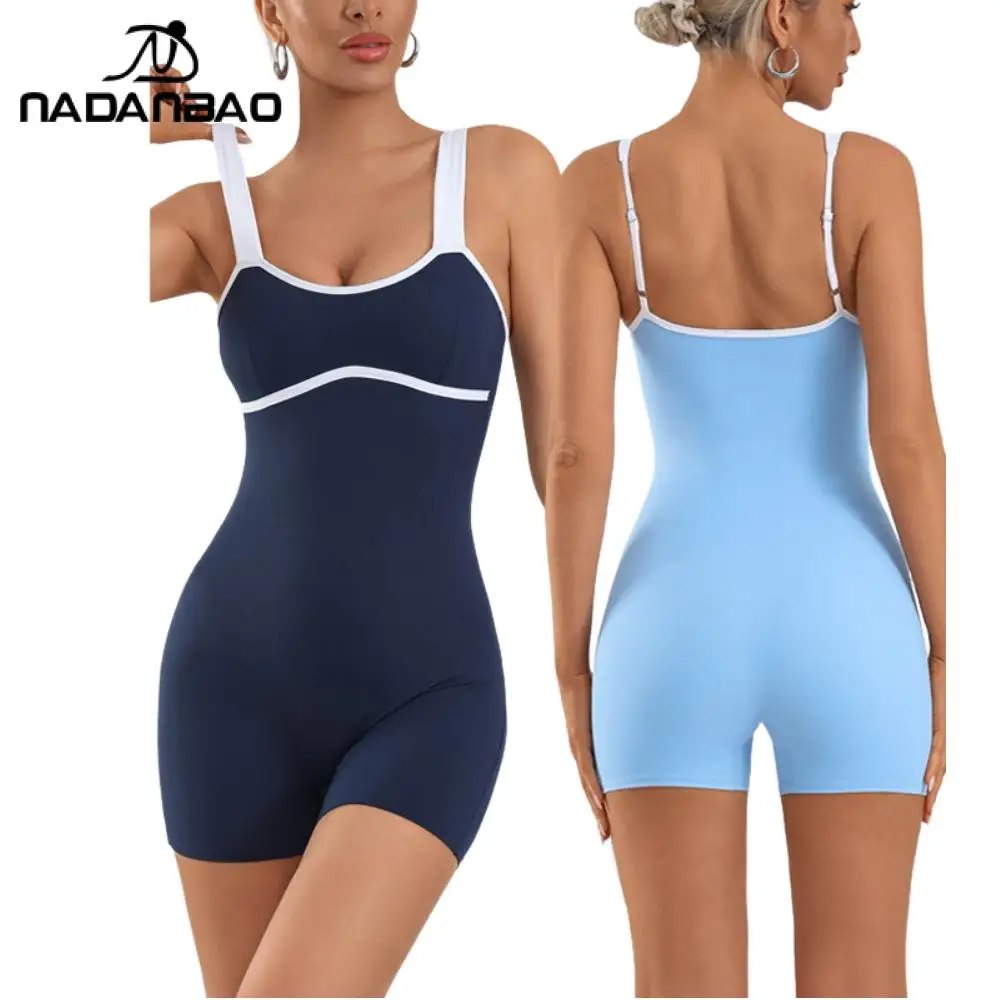 

Nadanbao Fashion Black Blue Yoga Jumpsuit Women's Naked Sense Quick-Drying Bodysuit Fitness Tennis Sportswear Ladies Clothing