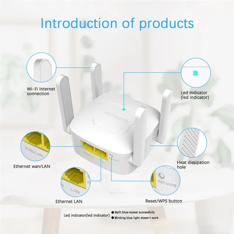 2.4G 300Mbps WiFi Repeater 2 LAN 1 WAN For Router Repetidor 4 Antennas Super Strong Signal Wi Fi Amplificador Range Extender