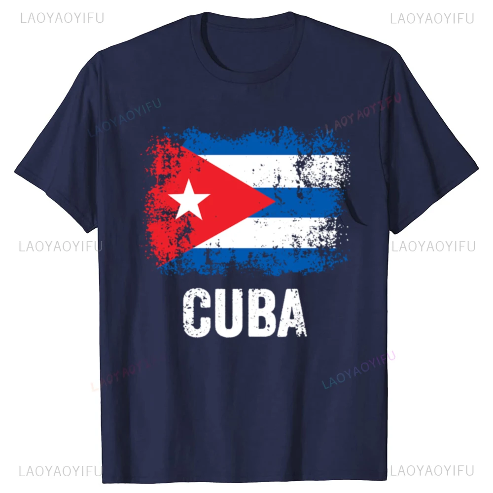 Cuban Vintage Cuba Flag Man Graphic T-shirts Men Women Summer Fashion Casual Tshirt High Quality Cotton Loose Outdoors T Shirt