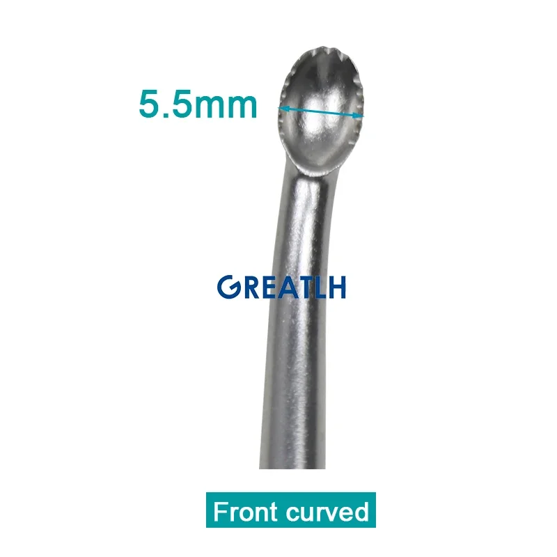 Two Type Choices UBE Bone Curette with Teeth Front Right Curved Stainless Orthopedic Instrument