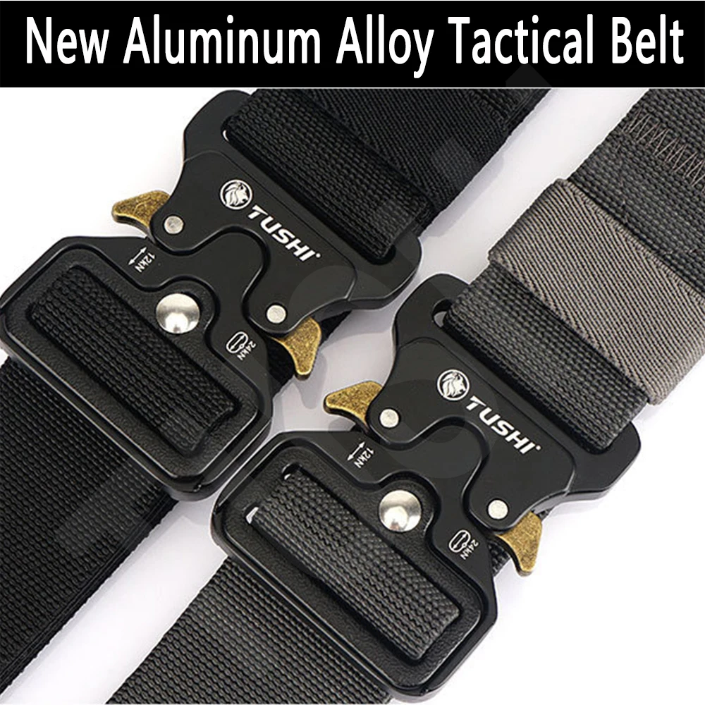 TUSHI Men Army Outdoor Hunting Tactical Multi Function Combat Survival High Quality Marine Corps Canvas For Aluminum Alloy Belt