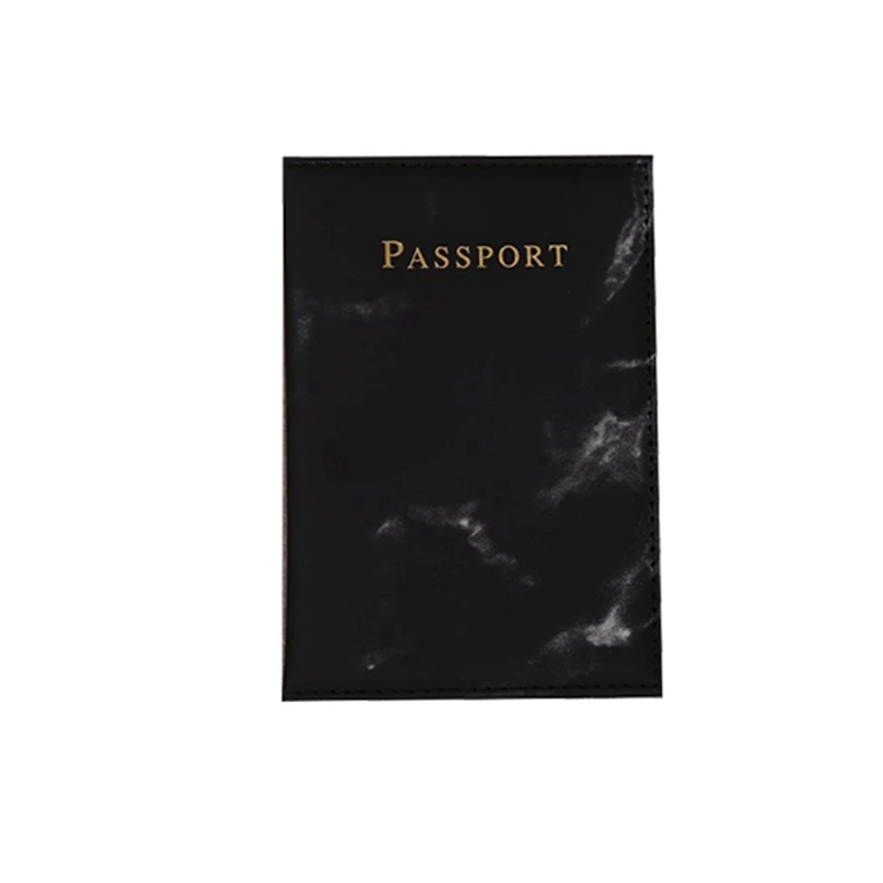 

3X Fashion Ladies Men Passport Case Pu Marble Travel Documents Credit Card Holder Small Wallet Purse Bag Pouch Black