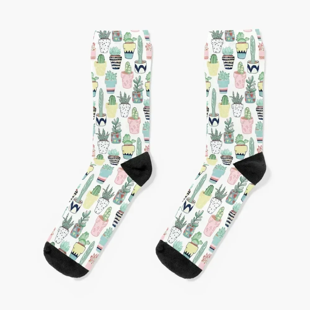 Cute Cacti in Pots Socks Heating sock heated Man Socks Women's