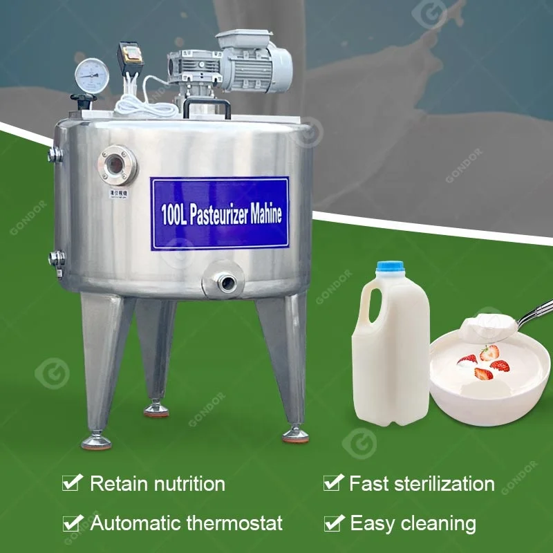 Commercial Plant Price Device Batch Milk Pasteurizer 30l 100l Stainless Steel Tank Pasteurization Machine
