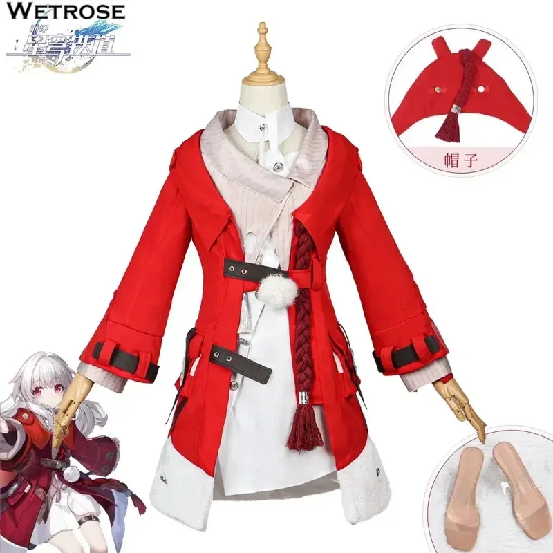 Wetrose】em estoque fantasia de cosplay clara honkai star rail clara conjunto peruca casaco anime jogo roupas de festa dia das bruxas papai noel natal
