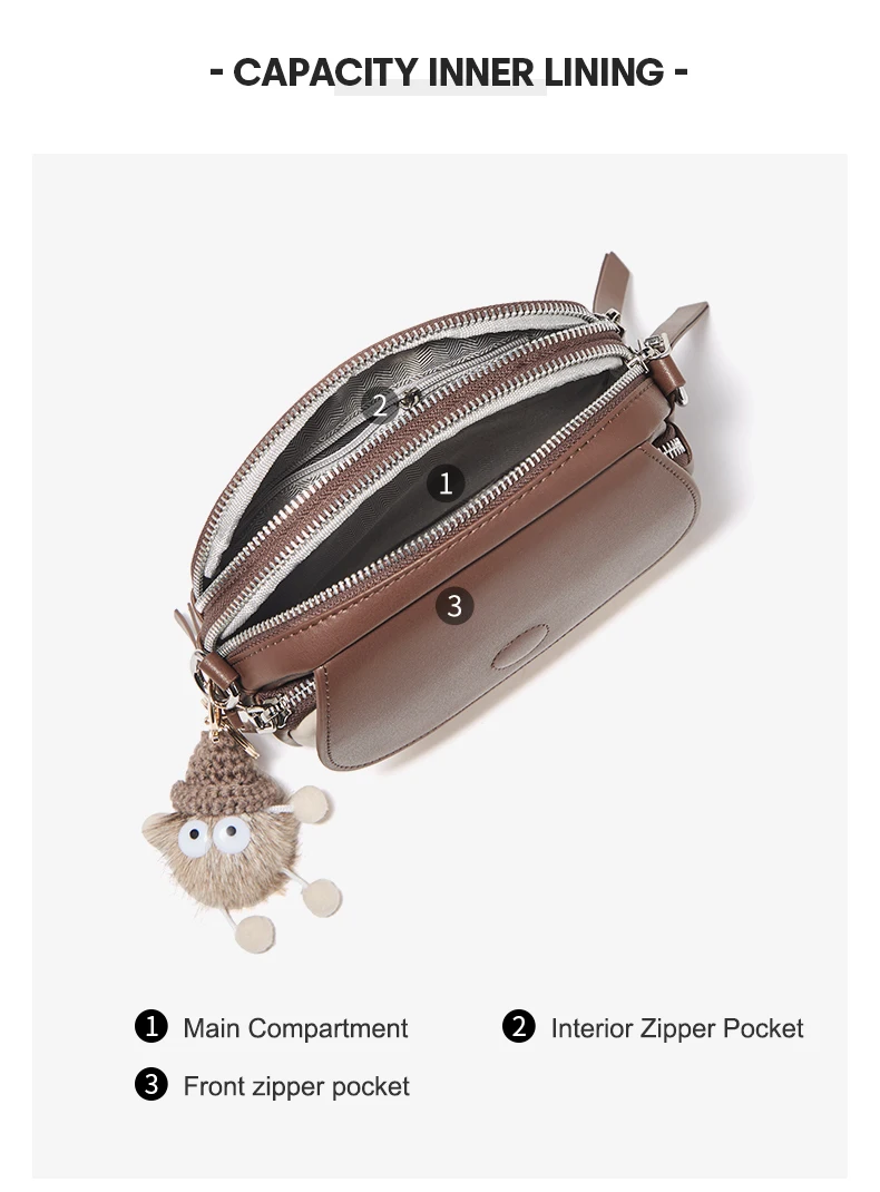 FOXER Damen Umhängetasche aus Spaltleder 2026 Neue Schultertasche Geldbörse Weibliche Mode Handytasche mit Zubehör – Detail 10