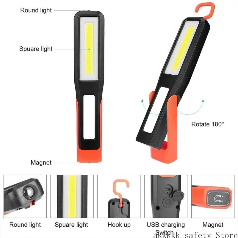

XXFF Working Light USB Charging LED Torch Flashlight For Camping Car Repair