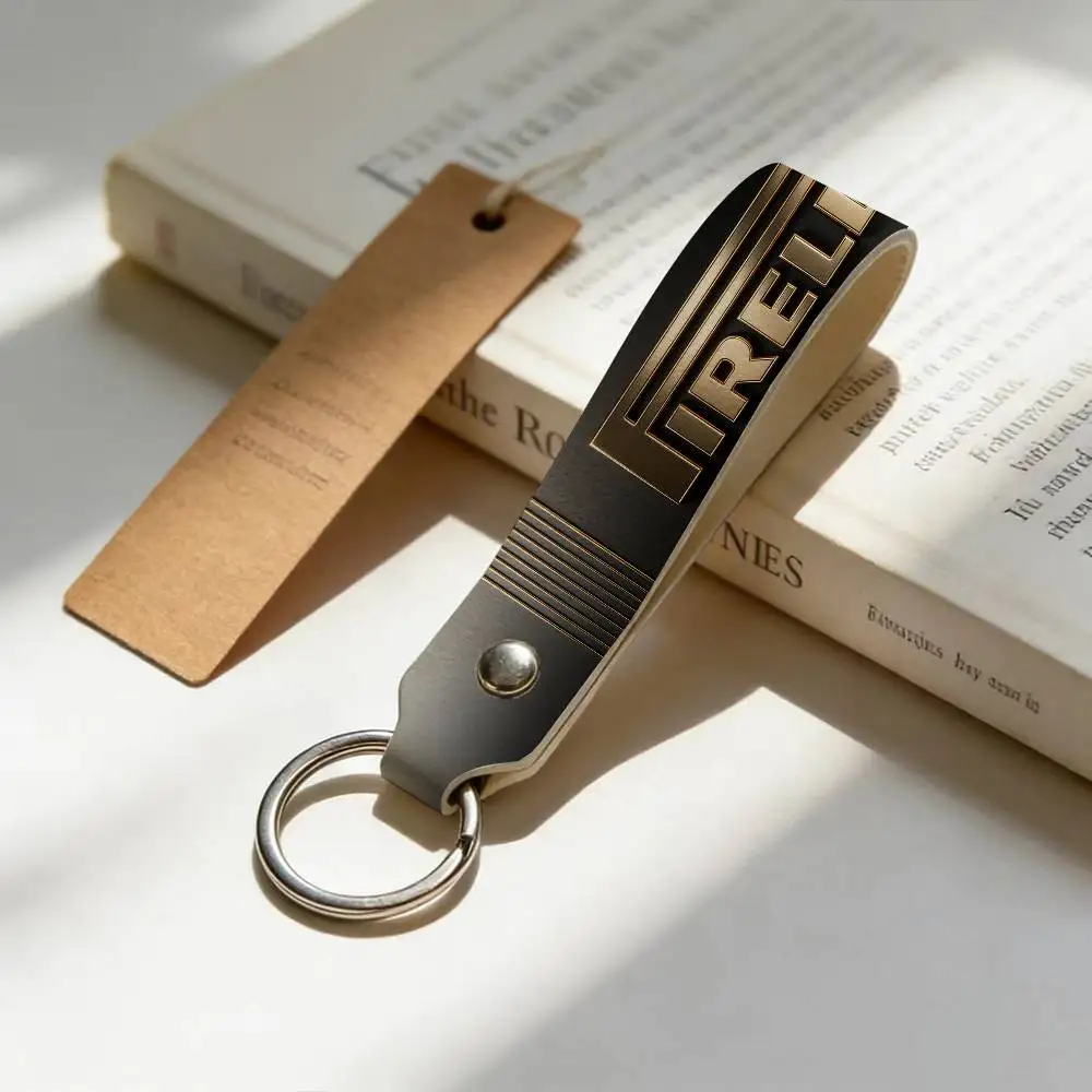 

For Logo PIRELLI Soft PU Leather Motorcycle Keychain Lightweight Key Holder For Scooter Racing
