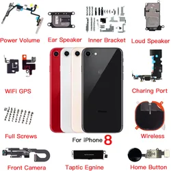 Inner Part Replacement For iPhone 8 Front Camera Power Volume Charging Port Ear Speaker Home Flex Cable With Bracket Full Screws