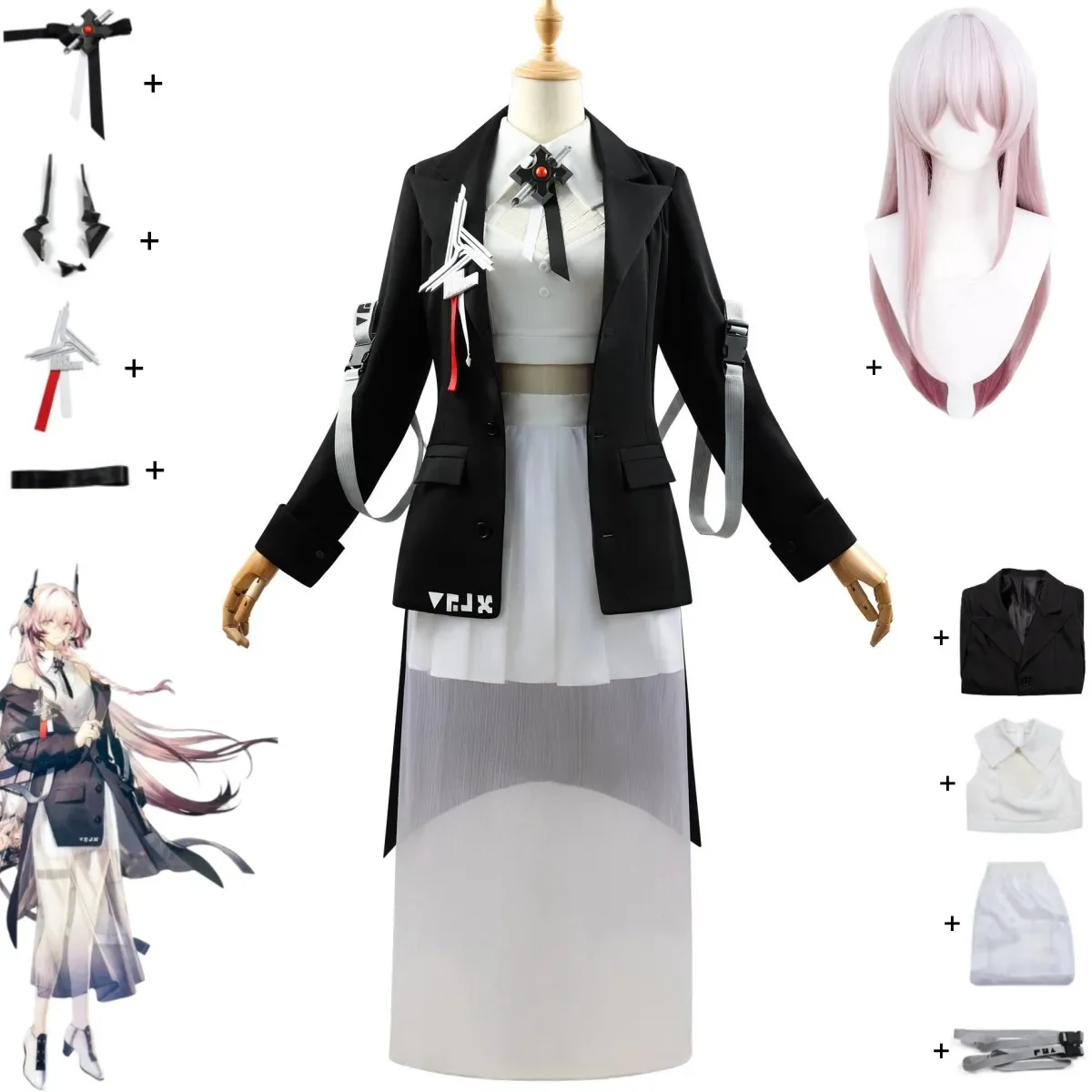 Anime Game Arknights Theresa Civilight Eterna Cosplay Costume Rhodes Island Sarkaz King Coat Skirt Wig Woman Sexy CarnivalSuit