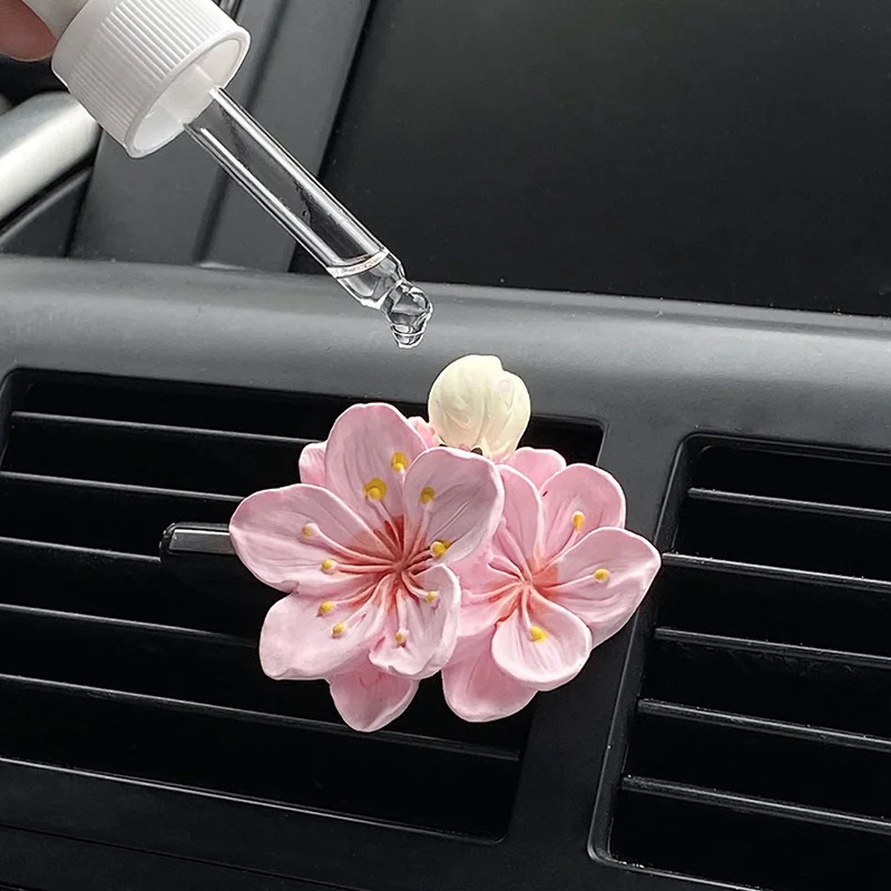1pc Car Fashion Small Exquisite Perfume Clip Flower Shape Air Outlet Car Air Freshener Aroma Diffuser Car Decoration Accessories