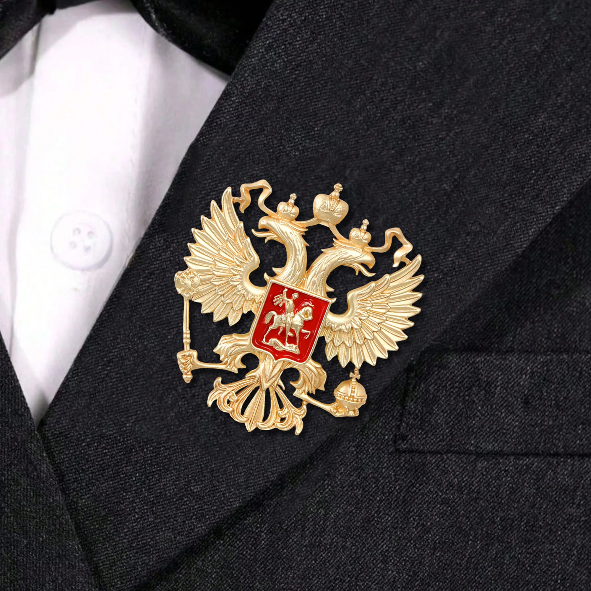 Beaut&Berry Vintage Women's Brooch Russian Coat of Arms Brooches Jewelry on The Neck Bag Body Kit National Day Gifts Accessories