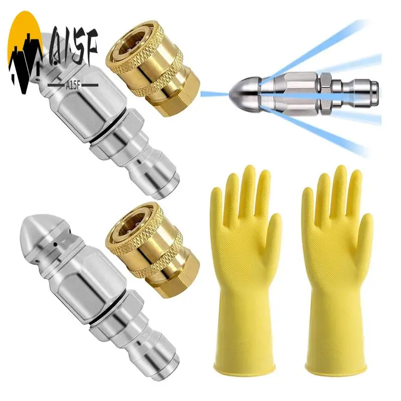 

A15F-Cleaning And Unclogging Nozzle,Pressure Turbo Nozzle, Sewer Cleaning Tool High-Pressure Nozzle 1/4Inch Quickly Connector
