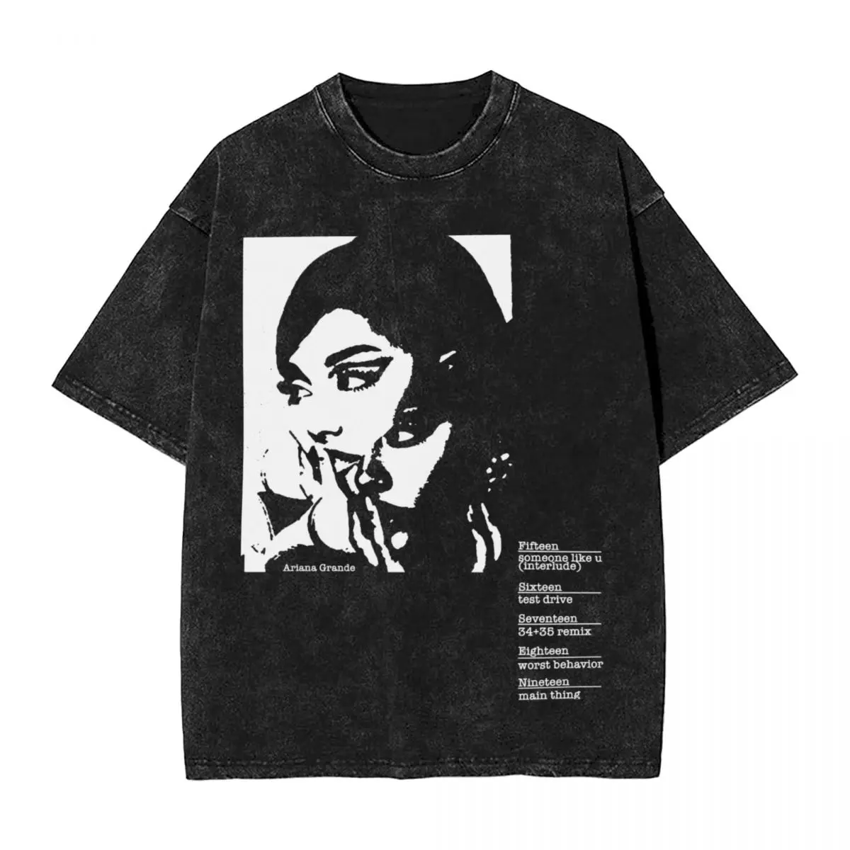 Ariana Grandes Tour Double Vision Deluxe Washed T Shirt Mens Cotton T-Shirts Summer O Neck Fashion Tees Oversized Clothes