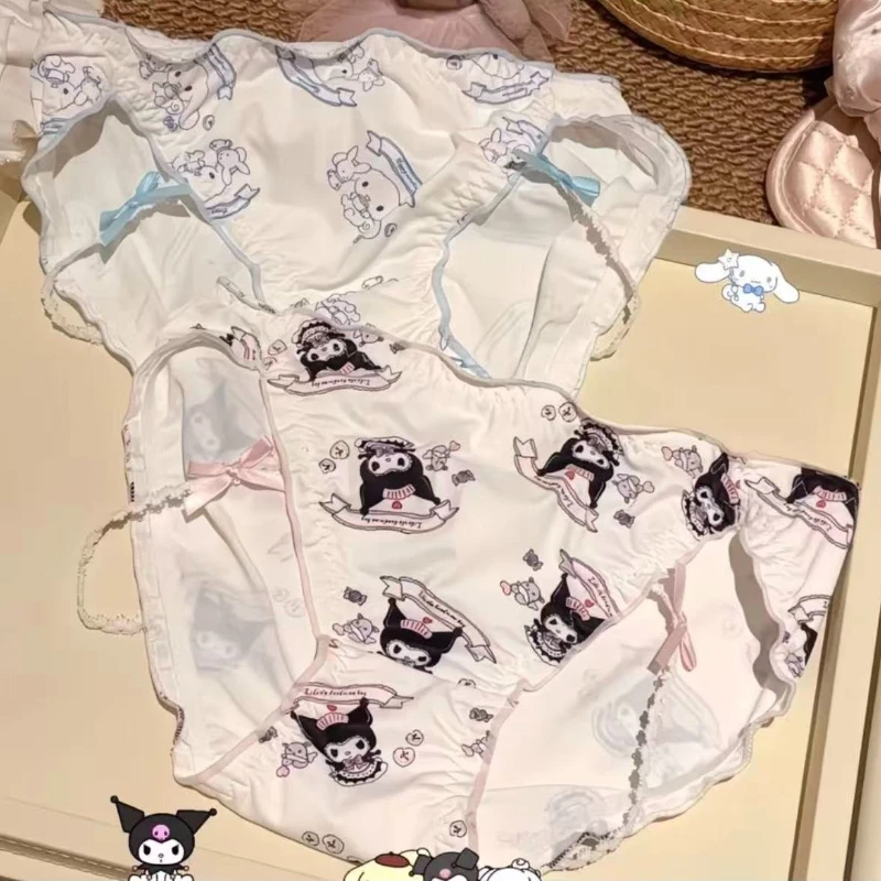 Kuromi Girl Lingerie Panties Sexy Japanese Sanrio Cartoon Girl Sweet and Cute Cartoon Bow Comfortable and Soft Milk Silk Briefs