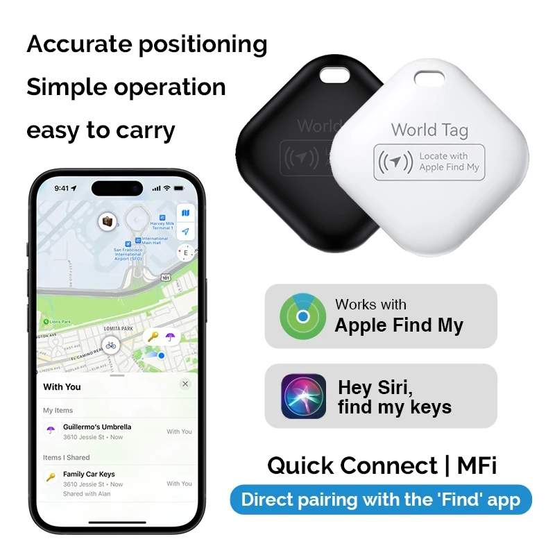 

Long Distance Smart Tag Tracker Work with Apple Find My Anti Lost Reminder Device MFI Rated Bluetooth Tracker Kid Pet Key Finder