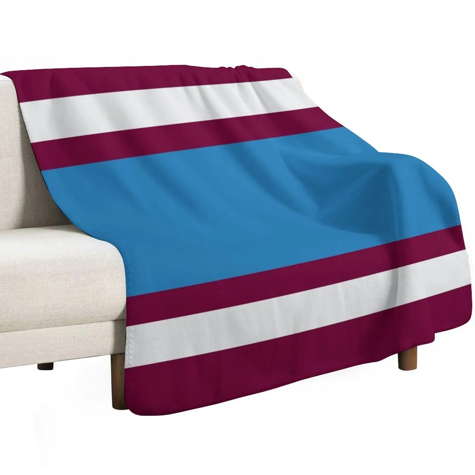 Burnley Varsity Retro Claret, Blue & White Hoops Throw Blanket Faux Fur Soft Warm Blanket for Bed - view 2