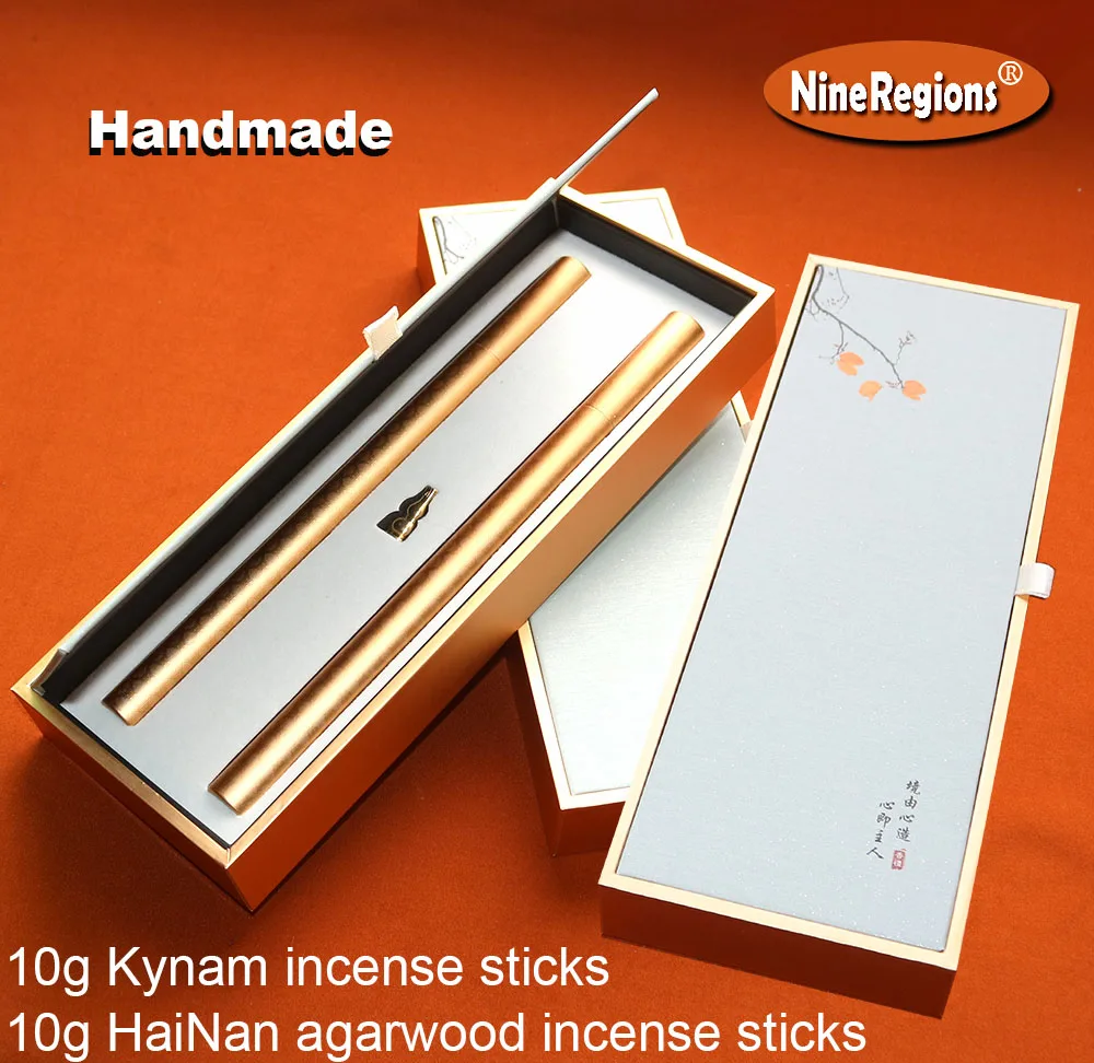

Self-Handmade Chinese Kynam and HaiNan Oudh Wood Incense Sticks With Gift Box Burner Gift Set Eco-Friendly Natural Meditation
