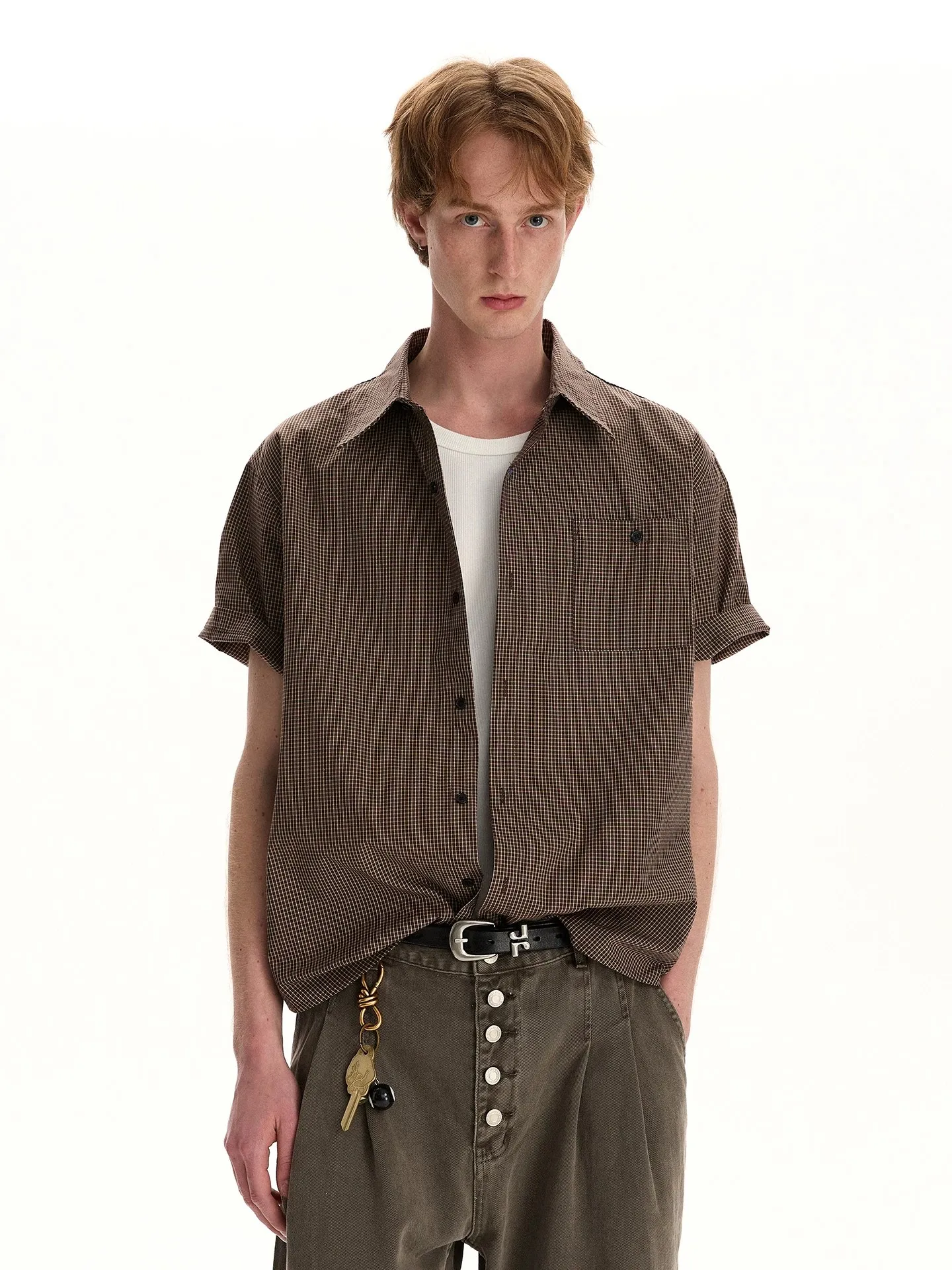 Unisex Short Sleeve Shirt Vintage Style High Intelligence Sensation Commute Versatile Shirt Jacket Youth Trend Summer Breathable