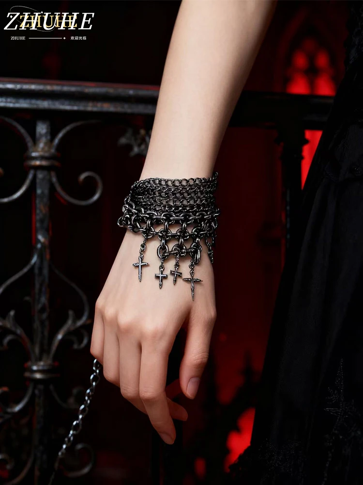 

Multi-Layer Cross Chain Bracelet, Unisex Jewelry Accessory for Men & Women, Punk Rock Fashion Accessory