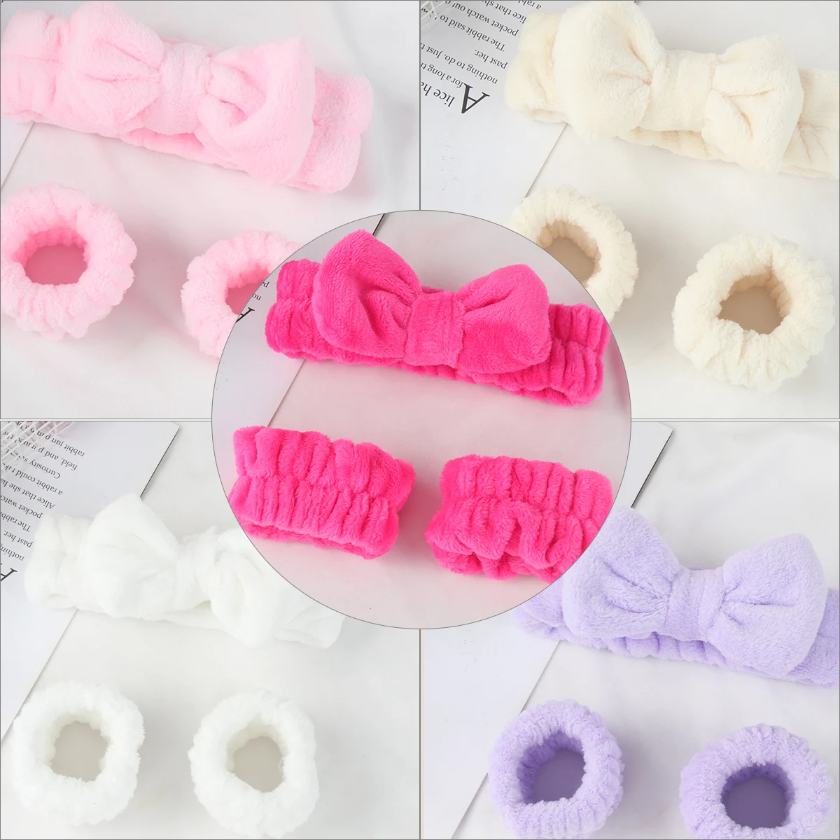 3pcs Face Wash Absorbent Wristband Headband Hair Accessories Set Women Girls Coral Fleece Hair Bands Cuff Waterproof Bands