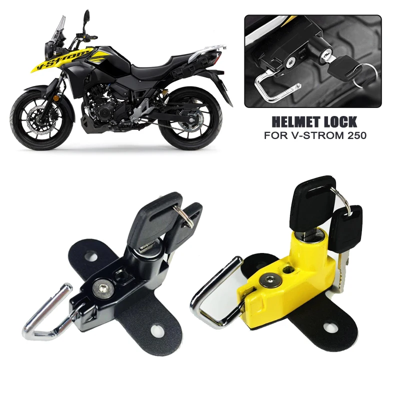 Helmet Lock Mount Hook with 2 Keys Aluminum Locking Fit For SUZUKI V-Strom 250 VStrom250 2017 2018 2019 2020 2021 Motorcycle