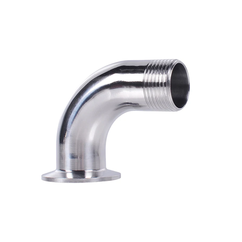 DN15 DN20 DN25 DN32 DN40 DN50 BSP Male Threaded Pipe Fitting 90 Degree Elbow 1.5'' Tri Clamp 50.5mm Ferrule