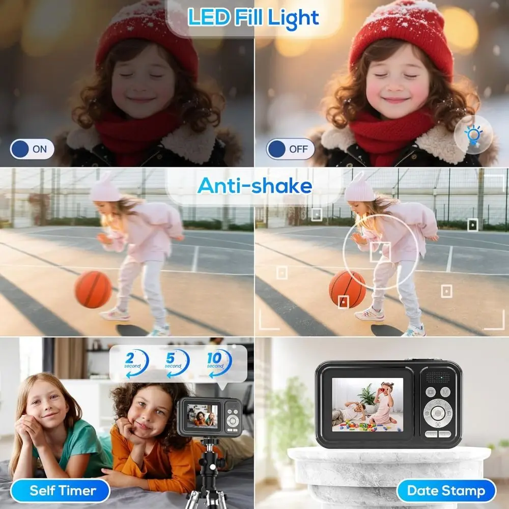 내구성이 뛰어난 48MP 해상도 디지털 카메라 손떨림 방지 FHD 1080P CCD 휴대용 디자인 컴팩트 사이즈 48MP FHD 1080P 카메라