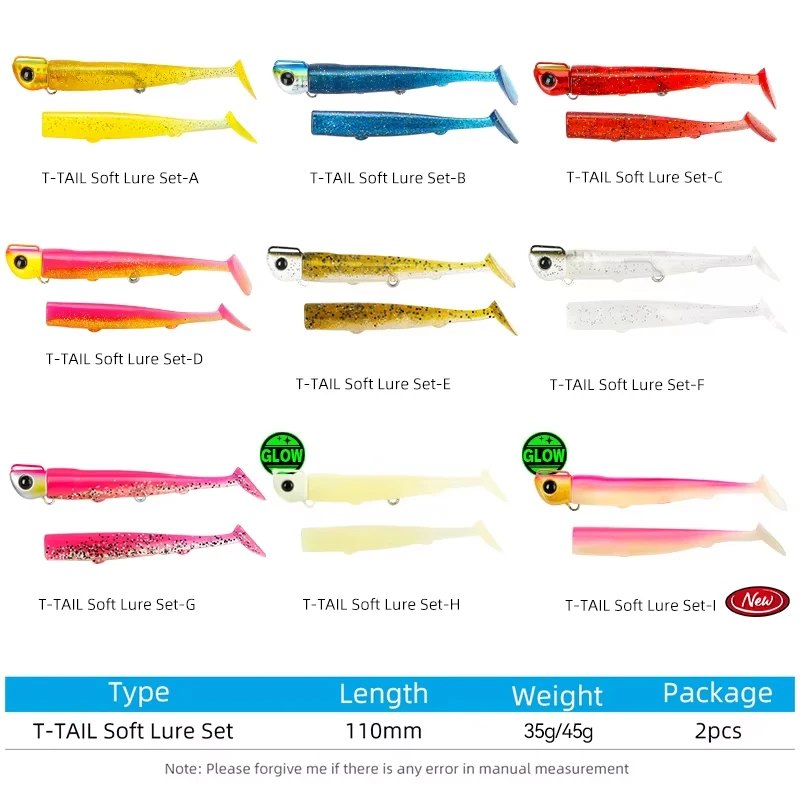 TSURINOYA Long Casting 2pcs T Tail Jig Head 110mm 35g 45g Saltwater Sinking HardBait High strength Flounder Seabass Fishing Lure