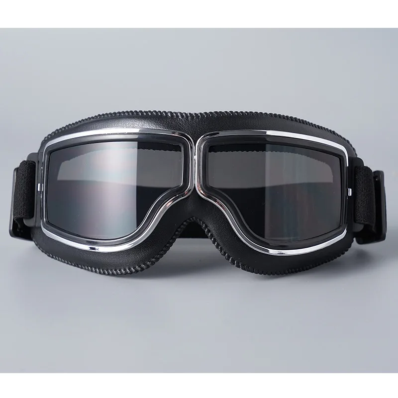 Lunettes de casque de moto en cuir coupe-vent, lunettes de protection de sécurité, anti-absorbe ouissement, motocross, cross-country, steampunk, faciles à transporter