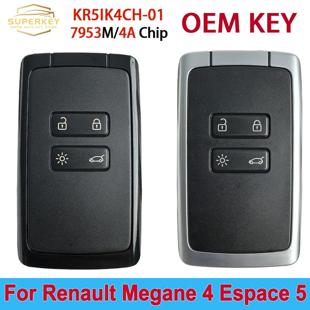 SUPERKEY Original KR5IK4CH-01 For Renault Megane 4 Talisman Espace 5 Kadjar Zoe2 Koleos Captur 434Mhz 4A Chip OEM Smart Card Key