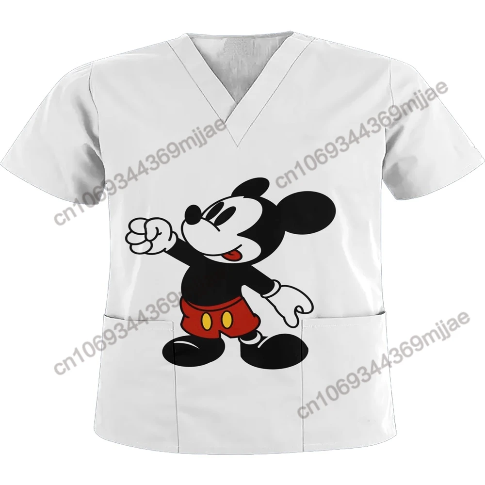 มีกระเป๋าสำหรับผู้หญิงสำหรับผู้หญิง2023 Disney เสื้อคอวี Zน่ะเสื้อยืดผู้หญิงแฟชั่นเสื้อสตรีเสื้อยืด Y2k คอร์เซ็ท