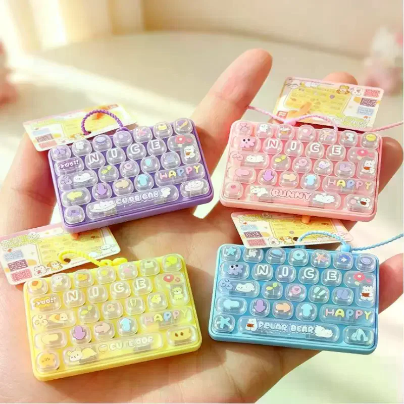 Grid Keyboard Clicker Fidget Toy Decompression Button Cartoon Sensory Toy Bag Pendant Stress Relief Keychain Cute 26