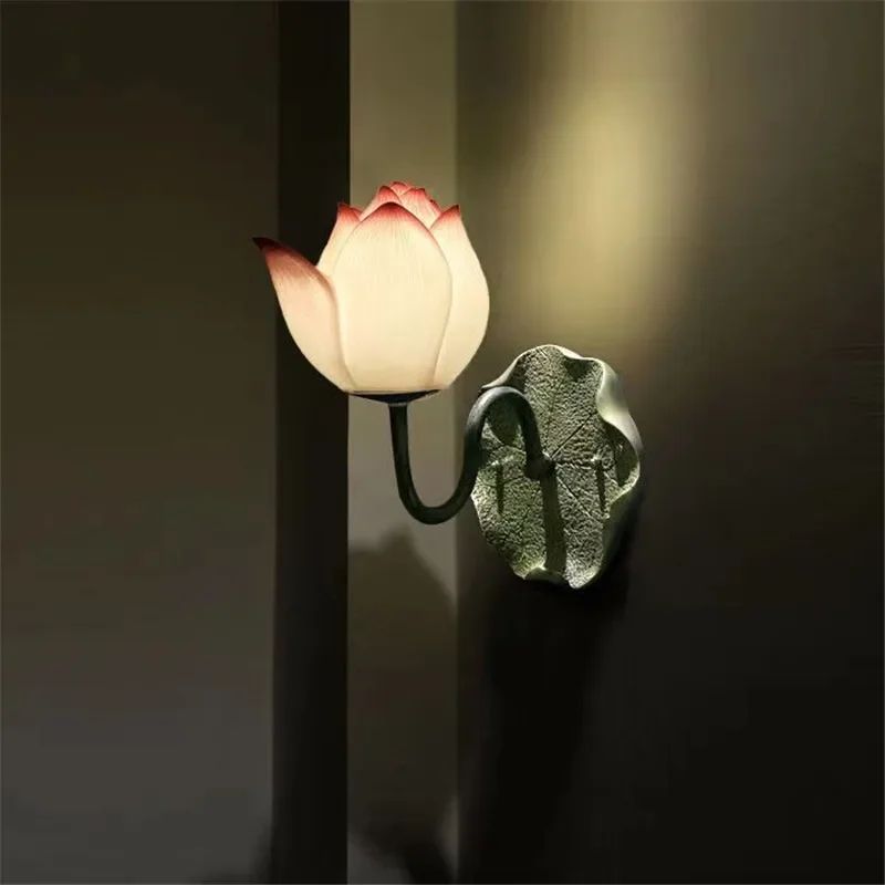 APRIL Contemporary Lotus Wall Lamp Art Living Room Bedroom Tea Room Corridor Decorative Light