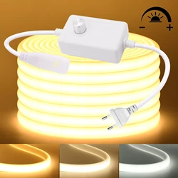 230V dimmbare LED Neonlicht Cob Streifen 220V 240V IP65 wasserdichte Diode Band Seil Ra90 lineare Beleuchtung kalt/natürlich/warmweiß