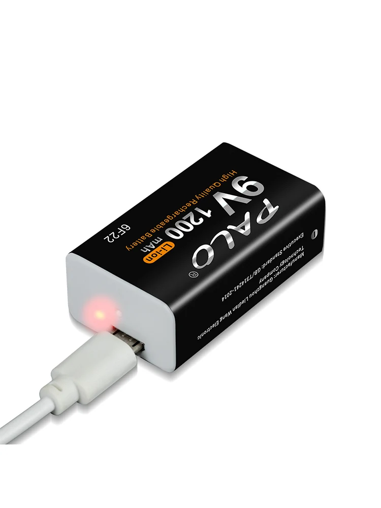 PALO 1200mAh 9V akumulator 6F22 9V USB ładowanie akumulatory litowo-jonowe do wykrywacza metali Model mikrofon zabawka — zdjęcie 2