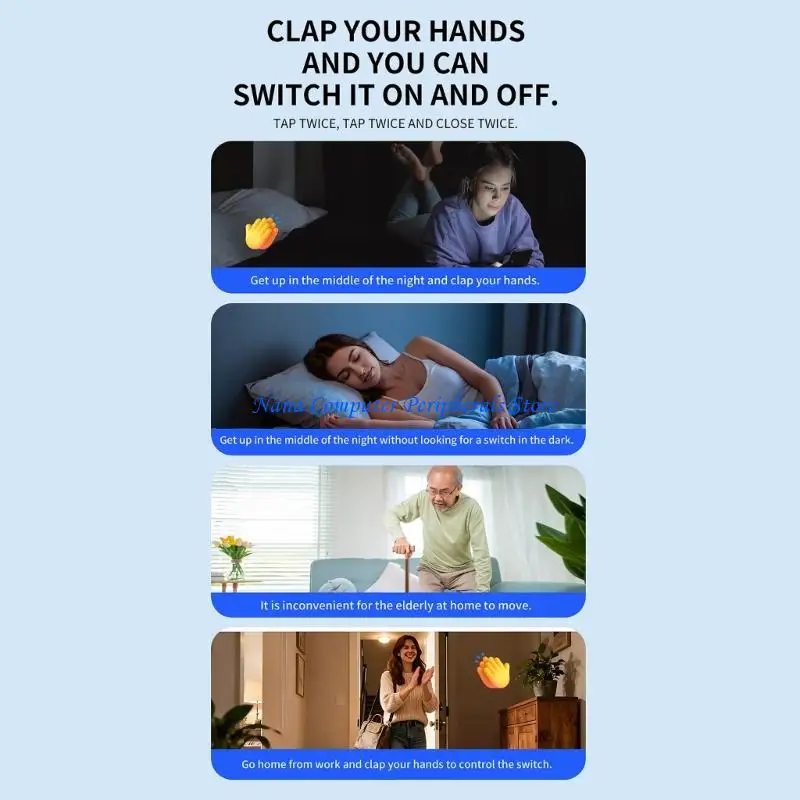 

F68C USB Clap Switches Voice Controls Intelligents Plugs For Lights Fan Appliances 5V Devices