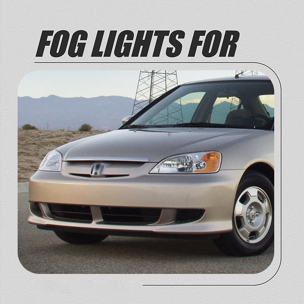 Front Bumper Fog Lamp Upgrade Kit FOR HONDA CIVIC 2003 2004 2005 Version Additional Foglight Set Switch + Wiring - Image 2