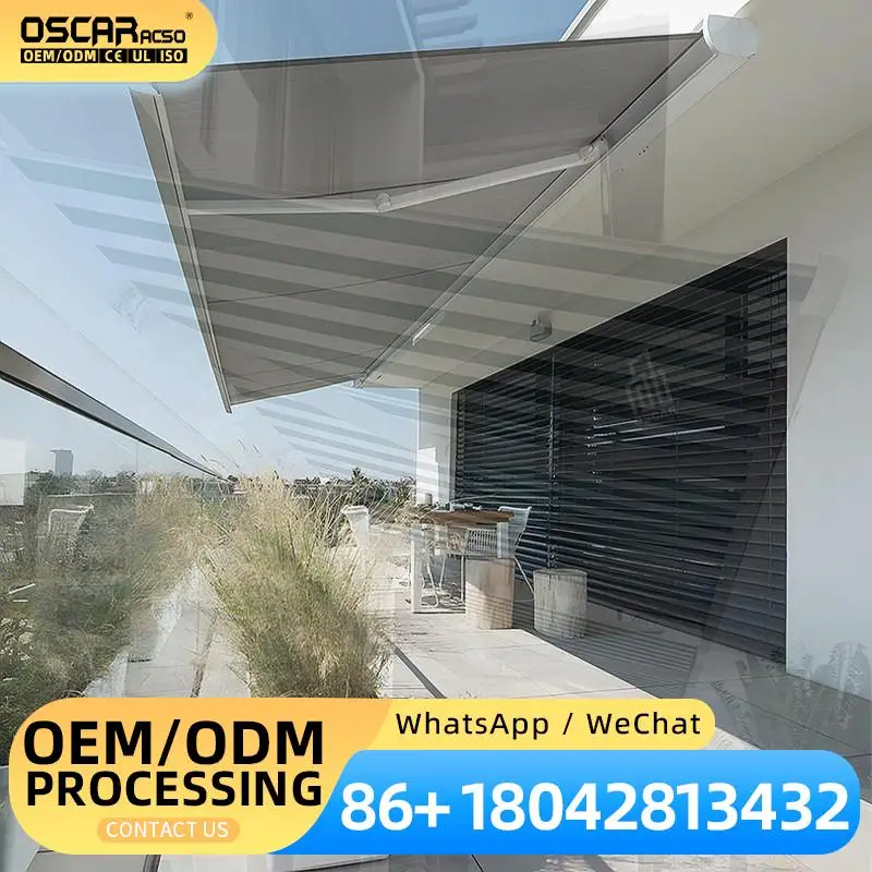 Smart Motorized Tuya Wifi RollUp Patio Pergola Sun Shade Outdoor Roller Blinds High Quality Windproof Waterproof Retractable Awn