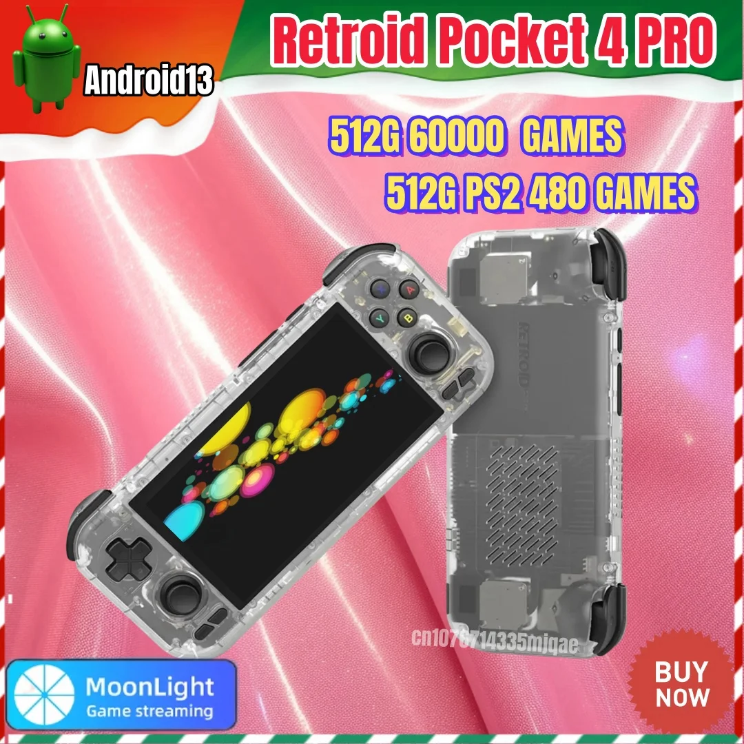 Retroid Pocket 4 Pro 4.7 Inch Video Game 8G+128GB RP4 Handhelds Retro Player Android13 WiFi 6.0 Bluetooth Console PSP PS2 Gift