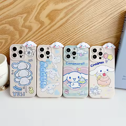 Sanrio 3D Cartoon Cinnamoroll Phone Holder Case For OPPO Reno 15 15F 14 Pro 14F 13 13F 12 12F 10 11 11F FS 2F With Lanyard Cover