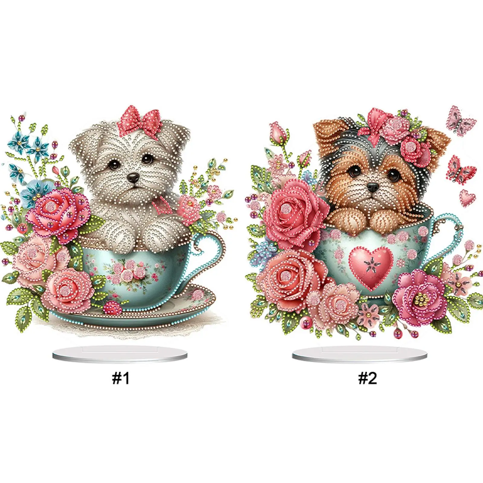 

Набор для алмазной вышивки 2D/3D «Щенок в чашке»: Настольные украшения, декор для спальни, алмазная живопись 5D DIY