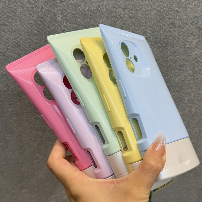 كاندي كولور ثلاثية الأبعاد BB كريم منظف للوجه شكل حافظة لهاتف آيفون 16 برو ماكس 15 14 13 12 11 16 Plus غطاء خلفي من السيليكون