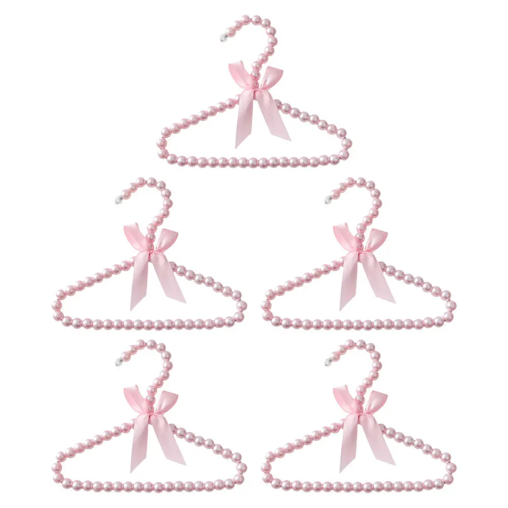 

5Pcs Small Pet Clothes Hangers Mini Pearl Dog Cat Clothes Plastic Hangers for Home Store Organization Pink 20Cm